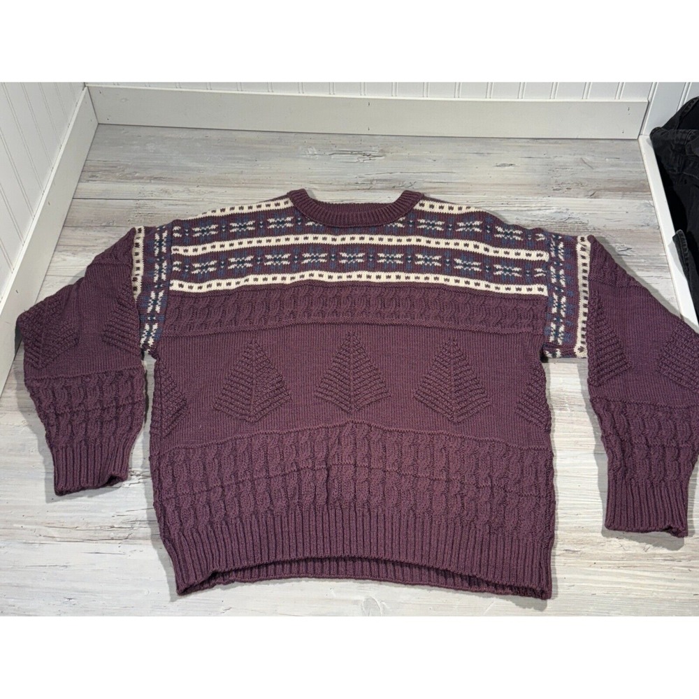 Vintage Winona Knits Wool Sweater Pullover Crewneck Size Large Fair Isle EUC!